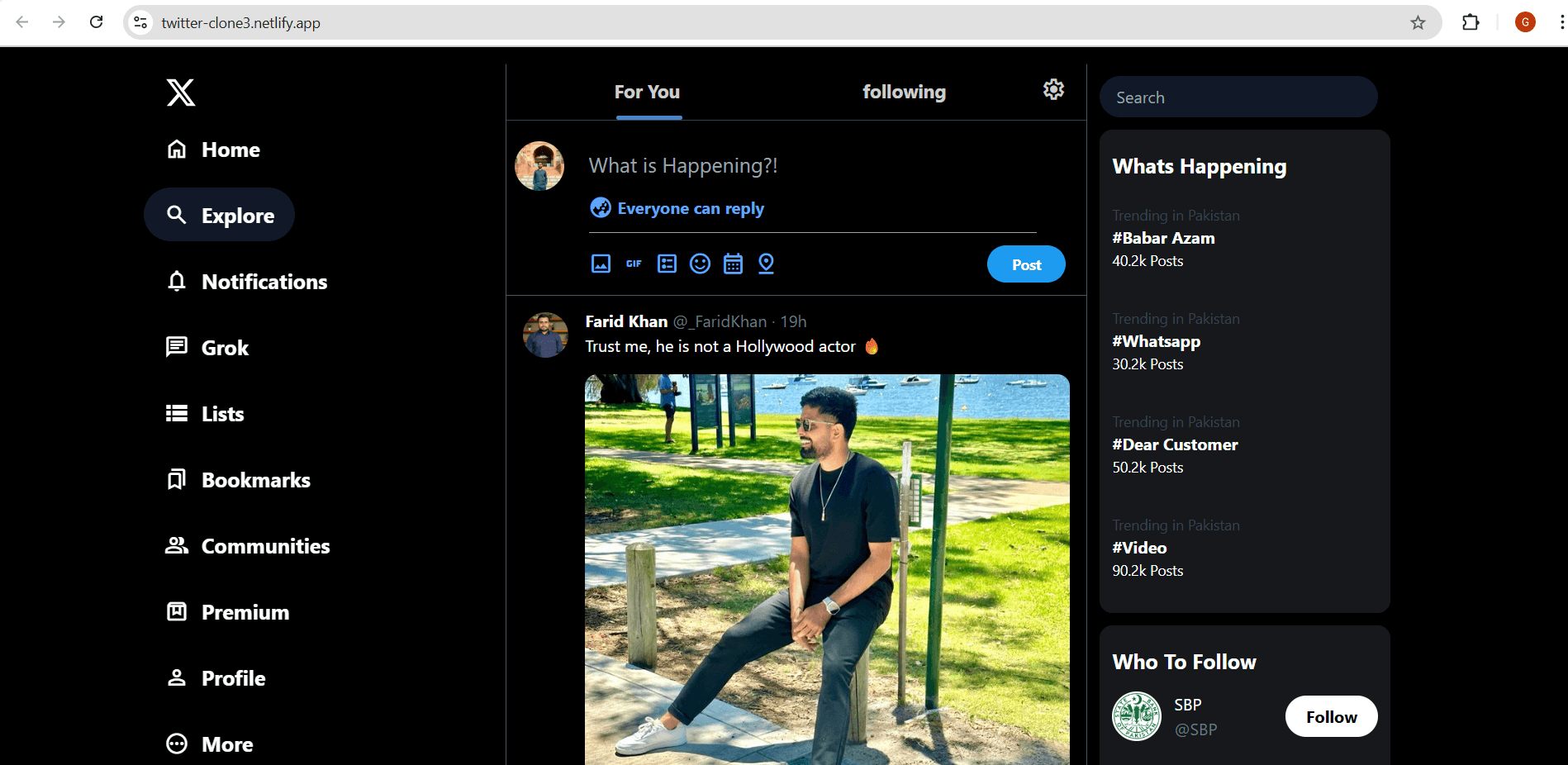 Twitter UI Clone (X.com)